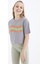 Tommy Life Gri Oversize Renkli Yazı Baskılı Düşük Omuz O Yaka Kız Çocuk Crop T-Shirt - 75038 2