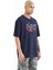 Tommy Life Indigo Yazı Nakışlı O Yaka Oversize Erkek T-Shirt - 88223 4