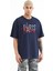 Tommy Life Indigo Yazı Nakışlı O Yaka Oversize Erkek T-Shirt - 88223 5