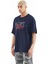Tommy Life Indigo Yazı Nakışlı O Yaka Oversize Erkek T-Shirt - 88223 6