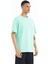 Su Yeşili Kol Arma Detaylı Basic Oversize Erkek T-Shirt - 88193 4