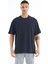 Tommy Life Lacivert Kol Arma Detaylı Basic Oversize Erkek T-Shirt - 88193 1