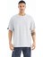 Tommy Life Gri Melanj Kol Arma Detaylı Basic Oversize Erkek T-Shirt - 88193 1