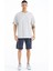 Tommy Life Gri Melanj Kol Arma Detaylı Basic Oversize Erkek T-Shirt - 88193 2