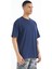 Tommy Life İndigo Kol Arma Detaylı Basic Oversize Erkek T-Shirt - 88193 4