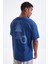 Tommy Life Indigo Sırt Baskılı O Yaka Erkek Oversize T-Shirt - 88091 1