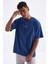 Tommy Life Indigo Sırt Baskılı O Yaka Erkek Oversize T-Shirt - 88091 4