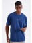 Tommy Life Indigo Sırt Baskılı O Yaka Erkek Oversize T-Shirt - 88091 6