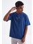 Tommy Life Indigo Sırt Baskılı O Yaka Erkek Oversize T-Shirt - 88091 7