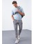Tommy Life Gri Melanj Erkek Fermuar Cepli Standart Kalıp Jogger Eşofman ALT-84651 5