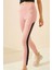 Tommy Life Pudra Kadın Yüksek Bel Toparlayıcılı Şerit Detaylı Slim Fit Dar Paça Tayt-94542_1 2