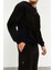 Tommy Life Siyah Erkek Kapüşonlu Kanguru Cep Oversize Lastik Paça Eşofman Takımı - 85117 8