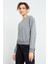 Tommy Life Gri Melanj Kadın Basic Rahat Form O Yaka Kadın Sweatshirt-97114 4