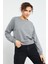 Tommy Life Gri Melanj Kadın Basic Rahat Form O Yaka Kadın Sweatshirt-97114 6