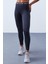 Tommy Life Antrasit Kadın Yüksek Bel Yazı Kemerli Slim Fit Dar Paça Tayt - 94546 2