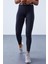 Tommy Life Antrasit Kadın Yüksek Bel Yazı Kemerli Slim Fit Dar Paça Tayt - 94546 4