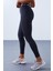Tommy Life Antrasit Kadın Yüksek Bel Yazı Kemerli Slim Fit Dar Paça Tayt - 94546 6