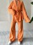 Turuncu Şal Yaka Kimono Pantolon Takım 1