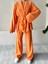 Turuncu Şal Yaka Kimono Pantolon Takım 2