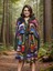 Hippybutik Çok Renkli Kapüşonlu El Örgüsü Uzun Astarsız Büyük Beden Hırka/kaban 1