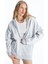 Xsıde gri Melanj Kapüşonlu Oversize Kadın Fermuarlı Sweatshirt 1