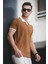 Ht 945061 Slim Fit Likralı Kısa Patlı Apaç Yaka Erkek Tshirt 1