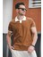 Ht 945061 Slim Fit Likralı Kısa Patlı Apaç Yaka Erkek Tshirt 2