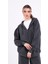 Antrasit Kanguru Cepli Kapüşonlu Fermuarlı Oversize Kadın Sweatshirt CMRB73-ANTRASIT 3