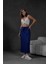 Indigo Örme Modal Beli Lastikli Yırtmaçlı Uzun Kadın Etek 28035 5