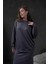 Antrasit Örme Modal Oversize Kadın Sweatshirt 28037 4