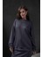 Antrasit Örme Modal Oversize Kadın Sweatshirt 28037 5