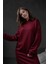 Bordo Örme Modal Oversize Kadın Sweatshirt 28037 2