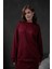 Bordo Örme Modal Oversize Kadın Sweatshirt 28037 3