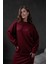 Bordo Örme Modal Oversize Kadın Sweatshirt 28037 4