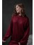 Bordo Örme Modal Oversize Kadın Sweatshirt 28037 5