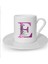 Mor Renkli E Harfi Baskılı Beyaz Kahve Fincanı, 1 Kişilik, Parça: 1 1