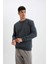 Regular Fit Bisiklet Yaka Kalın Basic Düz Sweatshirt T3777AZ24AU 4