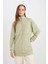 Kadın Regular Fit Yarım Fermuarlı Dik Yaka Basic Düz Sweatshirt Tunik D1615AX24AU 4