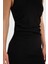 Bodycon Vücudu Saran Basic Düz Yarım Balıkçı Yaka Kolsuz Maxi Siyah Elbise D5067AX24AU 4