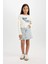 Kız Çocuk Cropped Fit Bisiklet Yaka Baskılı Ribana Uzun Kollu Tişört D2987A824AU 2