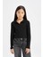 Kız Çocuk Cropped Fit Polo Yaka Basic Düz Fitilli Kaşkorse Uzun Kollu Tişört D3367A824AU 3