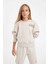 Kız Çocuk Relax Fit Bisiklet Yaka Baskılı Sweatshirt D2886A824WN 1