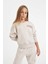Kız Çocuk Relax Fit Bisiklet Yaka Baskılı Sweatshirt D2886A824WN 3