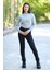 Kadın Gri Fitilli Crop Triko Kazak Kısa Model Akrilik Kumaş Ribanalı - 3122 5