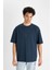 Oversize Geniş Kalıp Bisiklet Yaka Kısa Kollu Basic Düz Ağır Kumaş Tişört X3926AZ24AU 3