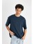Oversize Geniş Kalıp Bisiklet Yaka Kısa Kollu Basic Düz Ağır Kumaş Tişört X3926AZ24AU 4