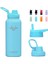 ，，çocuk Yalıtımlı Vakumlu Su Şişesi Hasır Kapaklı Paslanmaz Çelik Su Şişesi Erkekler ve Kızlar Için Sızdırmaz Hafif Çevre Dostu (550ML) (Yurt Dışından) 1