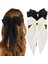 Silky Satin Bow Hair Accessories 2 Pieces Women's Large Bow Hairband Extra Large Long Tail White Hair Bow Black Hair Bow Large Hair Clip (Yurt Dışından) 2