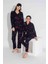 Yeni Sezon Sonbahar/Kış Kız Çocuk Geyik Desenli Süet Pijama Takımı 2724-11 Lacivert 1