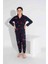 Yeni Sezon Sonbahar/Kış Kız Çocuk Geyik Desenli Süet Pijama Takımı 2724-11 Lacivert 2